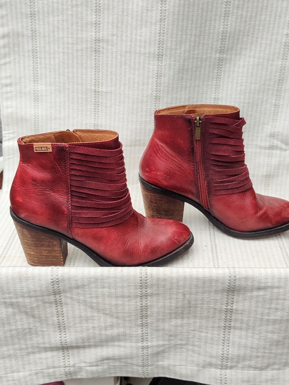 Burgundy PIKOLINOS Alicante Leather Ankle Boots Sz 39